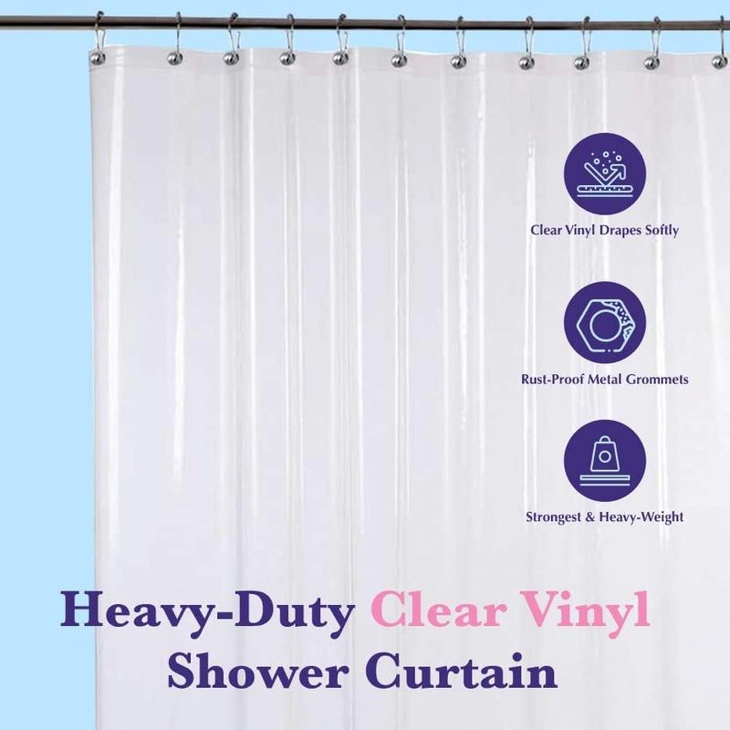 Epica Shower Curtain – Strongest Heavy-Duty Clear Vinyl 72x72 Shower Curtain Liner – Stain & Soap Scum Resistant with Rust-Proof Metal Grommets (White) - Image 2
